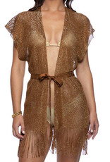 Short Caftan Coverup Brown/Gold O/S