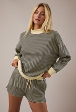 Mock Neck Stripe Sweatshirt Top