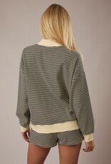 Mock Neck Stripe Sweatshirt Top
