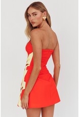 Strapless Placement Floral Mini Dress