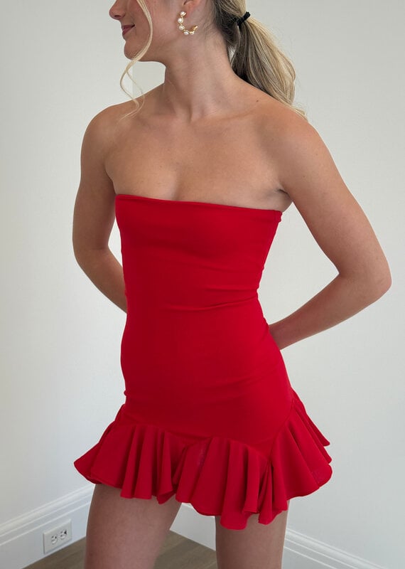 Carolyn Strapless Bottom Ruffle Mini Dress