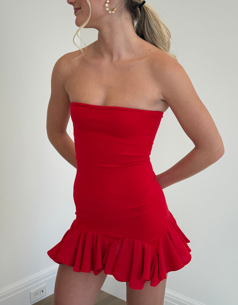 Carolyn Strapless Bottom Ruffle Mini Dress