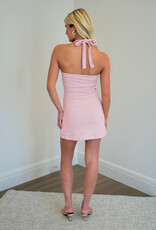 Natalie Tiny Stripe Halter Keyhole Bust Mini Dress