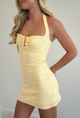 Natalie Tiny Stripe Halter Keyhole Bust Mini Dress