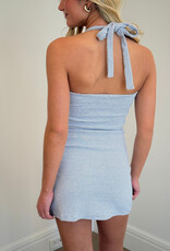 Natalie Tiny Stripe Halter Keyhole Bust Mini Dress