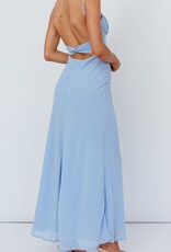 Chiffon Ruched Bust Twist Back Maxi Dress