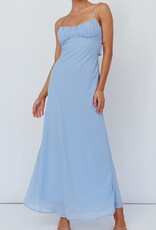 Chiffon Ruched Bust Twist Back Maxi Dress