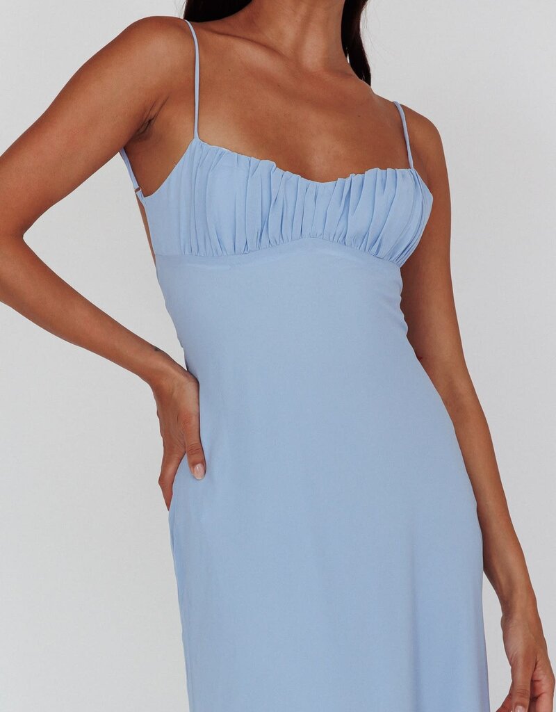 Chiffon Ruched Bust Twist Back Maxi Dress