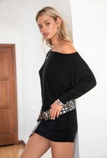 Slouchy Off The Shoulder Cinched Waist Mini Dress