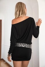 Slouchy Off The Shoulder Cinched Waist Mini Dress