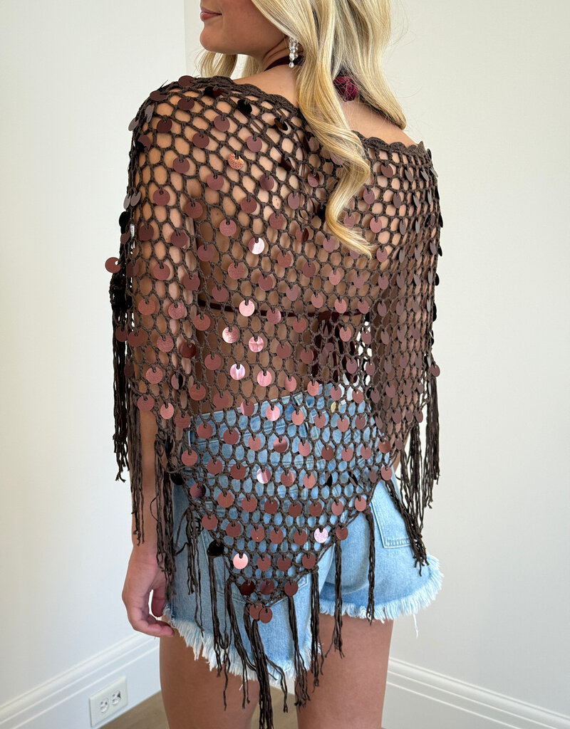 Paillette Poncho Top