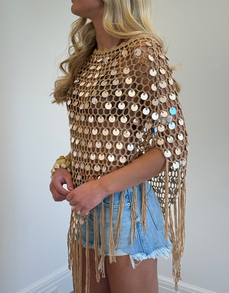 Paillette Poncho Top