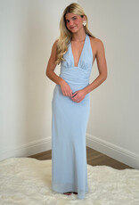 Chiffon Halter Tie Back Maxi Dress