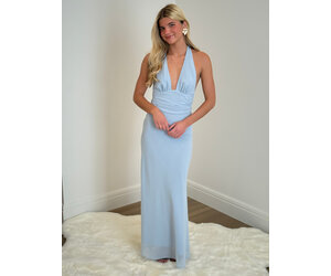 sachin and babi light blue dress Chiffon Halter Tie Back Maxi Dress