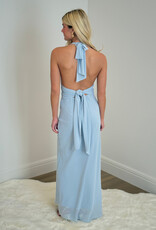 Chiffon Halter Tie Back Maxi Dress