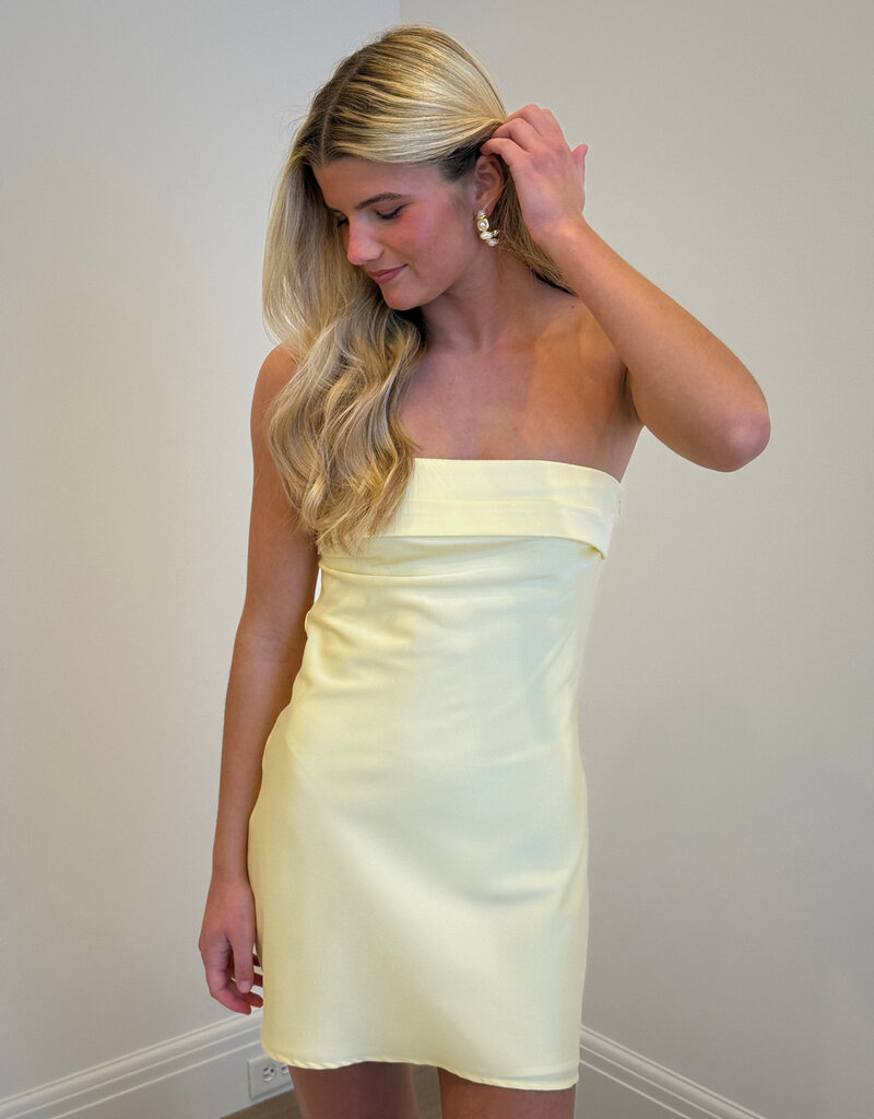 Macy Strapless Cowl Back Mini Dress