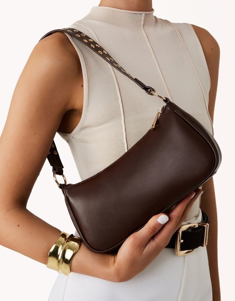 Billini Rae Studded Strap Shoulder Bag Fudge Gold