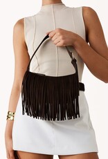 Billini Quinn Fringe Faux Suede Shoulder Bag Dark Cacao Suede
