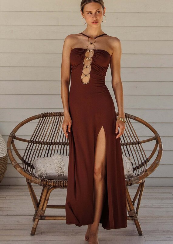 Halter Ring Long Maxi Dress