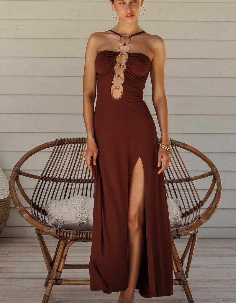 Luli Fama Halter Ring Long Maxi Dress