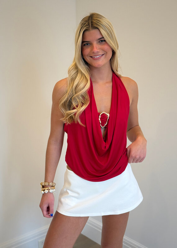 Halter Drape Cowl Neck Bandeau Top