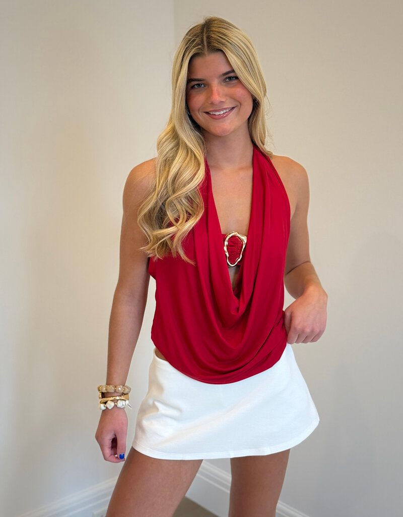 Halter Drape Cowl Neck Bandeau Top