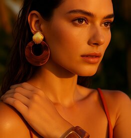 Kenle Shell Earring - Brown