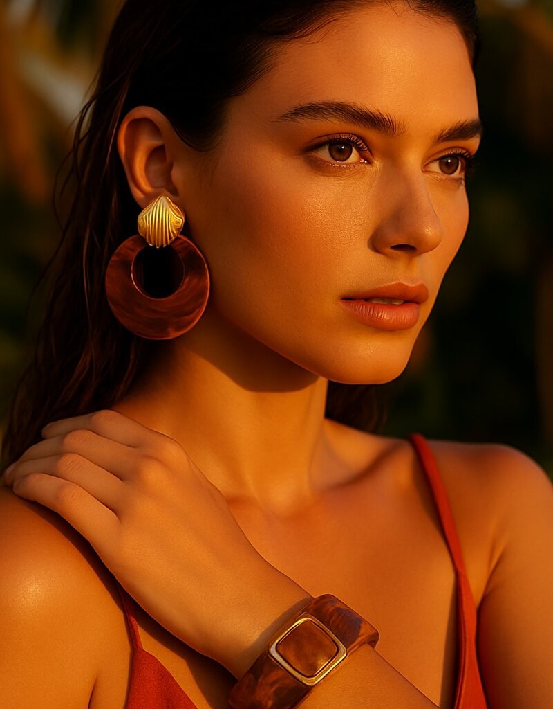 Kenle Shell Earring - Brown