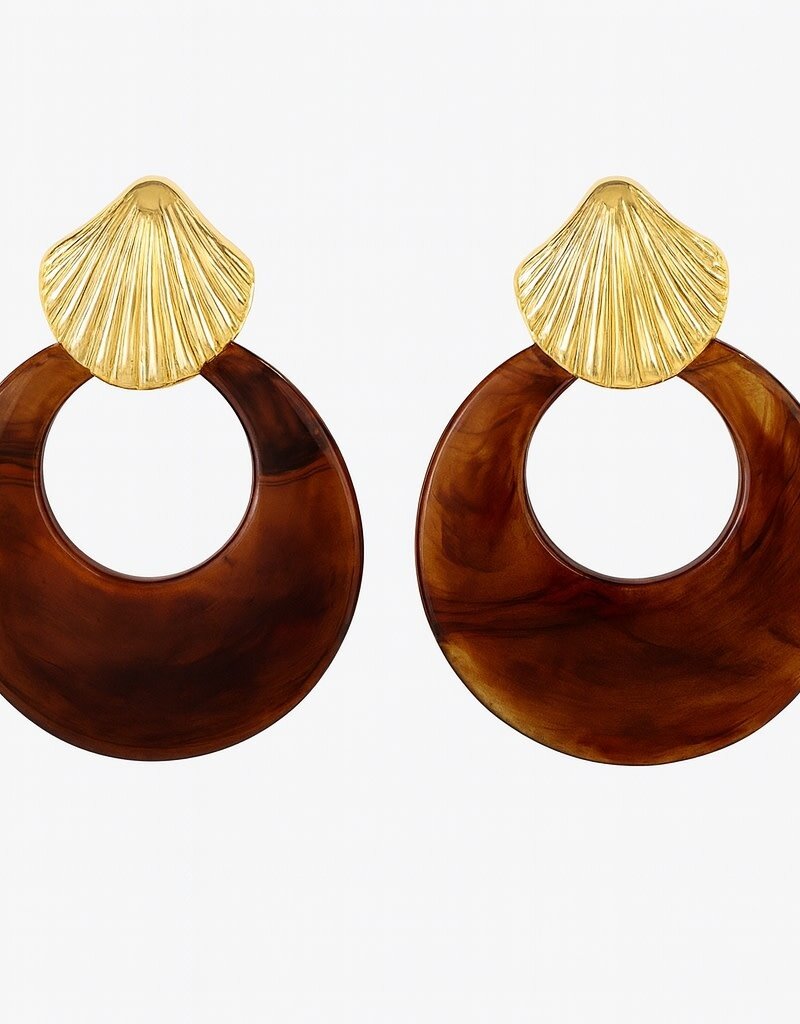 Kenle Shell Earring - Brown