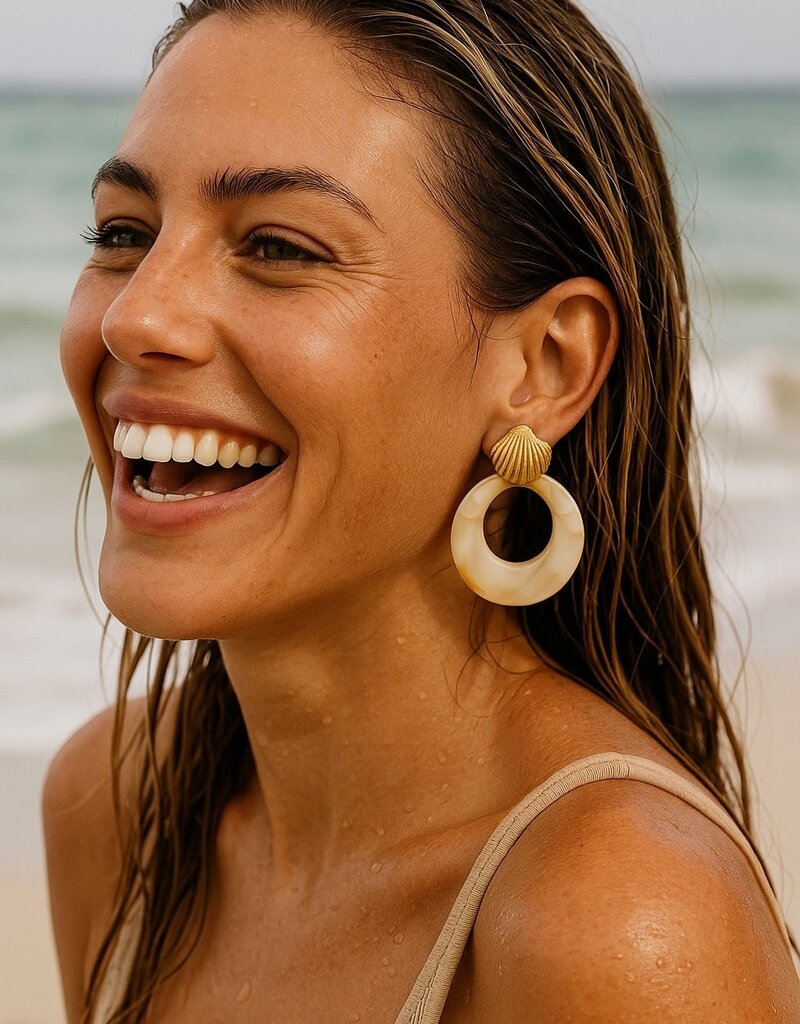 Kenle Shell Earring - Marble