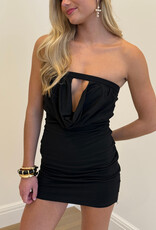 Cowl Bust Strapless Mini Dress