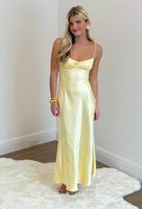 Satin Ruched Bust Twist Back Maxi Dress