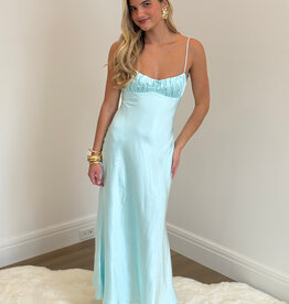 Satin Ruched Bust Twist Back Maxi Dress