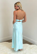 Satin Ruched Bust Twist Back Maxi Dress