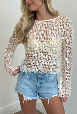 Fishnet Paillette Sequin Long Sleeve Top
