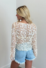 Fishnet Paillette Sequin Long Sleeve Top
