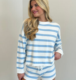 Striped Long Sleeve Top and Short Set