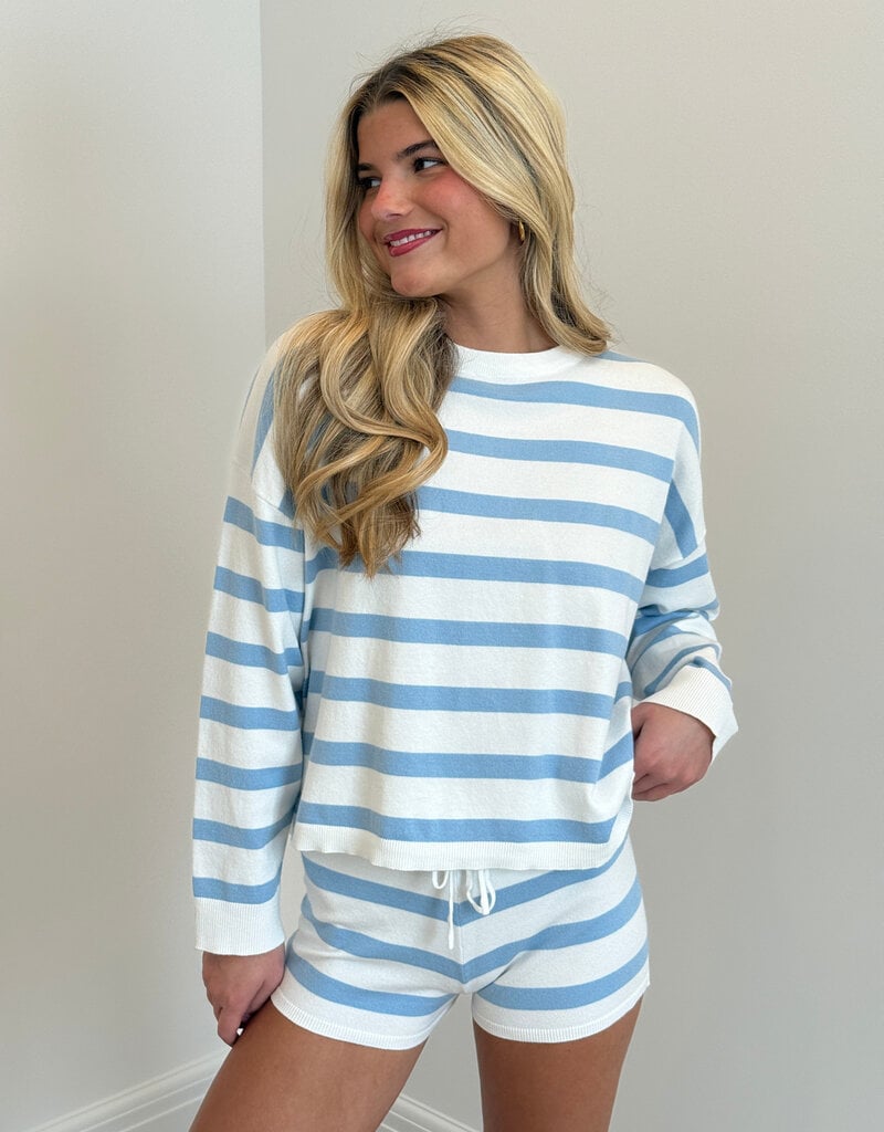 Striped Long Sleeve Top and Short Set
