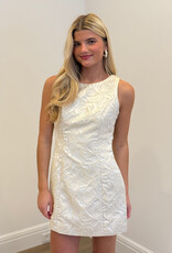 Floral Jacquard Open Bow Back Mini Dress