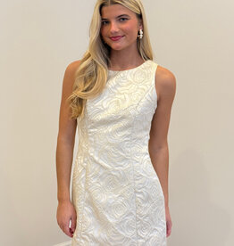 Floral Jacquard Open Bow Back Mini Dress