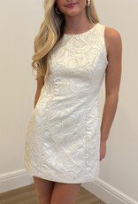 Floral Jacquard Open Bow Back Mini Dress