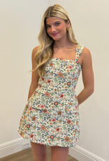 Floral Jacquard Wide Strap Skort Mini Dress