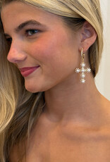 Pearl Cross Hoop Earrings