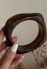 Irregular Translucent Cuff Bracelet Brown