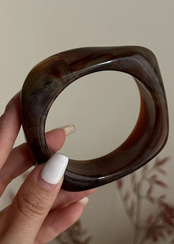 Irregular Translucent Cuff Bracelet Brown
