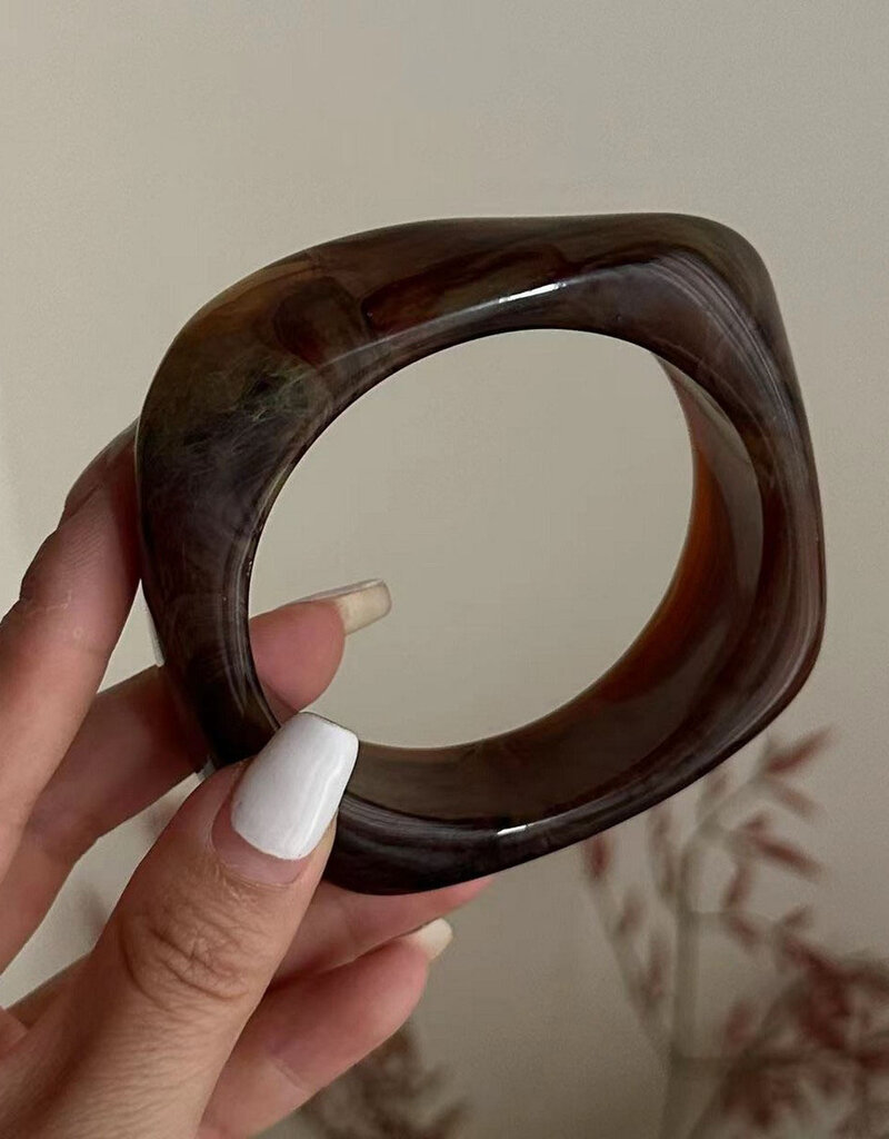 Irregular Translucent Cuff Bracelet Brown
