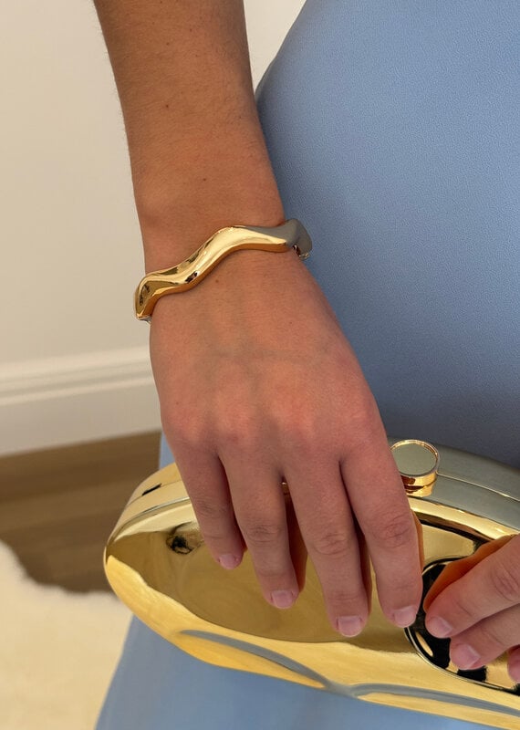 Zig Zag Hinged Cuff Bracelet Gold