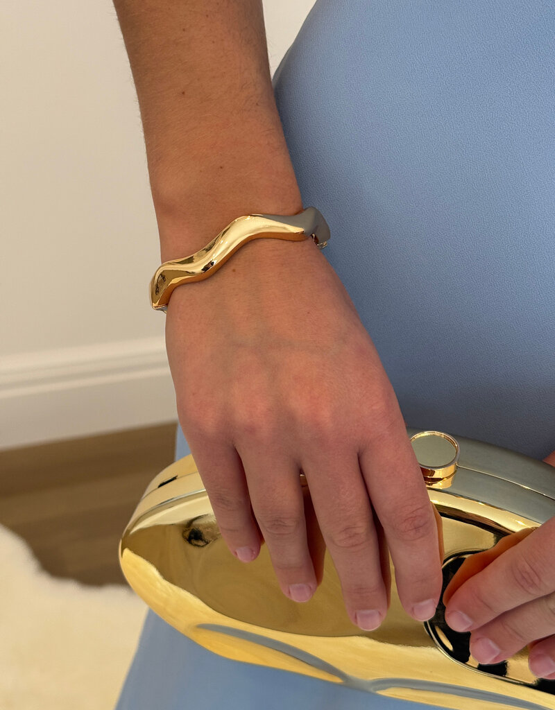 Zig Zag Hinged Cuff Bracelet Gold