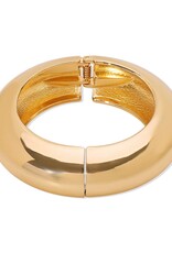 Smooth Wide Hinged Cuff Bracelet Gold