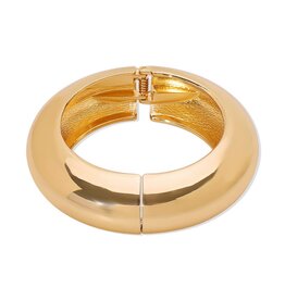Smooth Wide Hinged Cuff Bracelet Gold